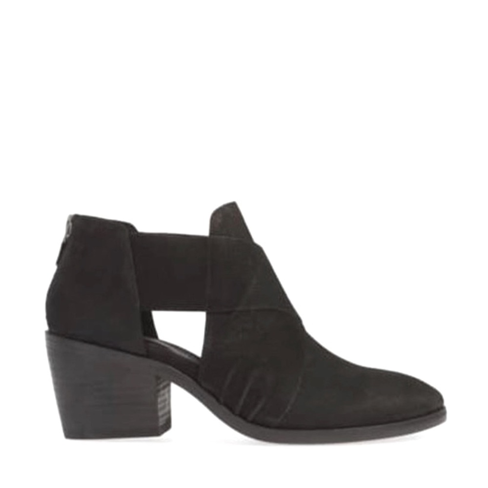 Eileen Fisher Walt Cross Strap Bootie Black Leather Nubuck Size 9